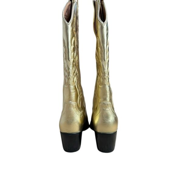 Jeffrey Campbell Dagget Gold Leather Cowboy Boots | Size 7.5 - Picture 7 of 13